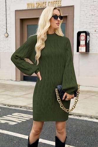Sweater Dress for Women 2025 Fall Long Sleeve Crewneck Knit Mini Dress Casual Pullover Oversized Sweaters Dresses4