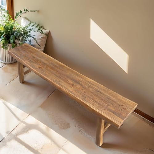 Narrow Bench For Entryway Slim Farmhouse Indoor Wood Rustic Noodle Bench Vintage Dining Table Skinny Hallway Shoe Benchs End Of Bed 19.6/39.3/62.9/70.8 Inch Length For Bedroom & Living Room Kitchen(31