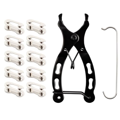 Bestgle 10 Paires Chaîne de Vélo 1 Vitesses 1/2 x 1/8 inch 114 Maillons, Vitesses Chaîne de Vélo, Chaîne de Vitesse Connecteur, Rapide Chaine, Argent, Réutilisable