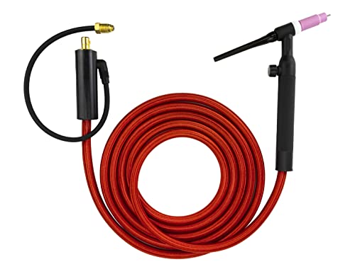 SÜA - 26FV Series - 200 Amp - Air Cooled - Flexible Head TIG Torch with Valve - 25 feet 1-Piece SÜAFlex Cable - Dinse 35-70 Connector