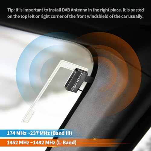 Eightwood DAB+ Car Radio Aerial Antenna Replacement SMB Male Windscreen Glass Mount Digital Radio Active Antenna 9.8FT RG174 Cable for AM FM Tuner Pioneer JVC Kenwood Alpine Clarion - Image 3