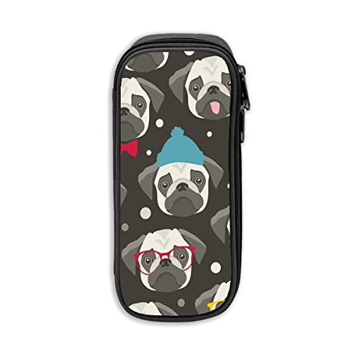 Preisvergleich Produktbild Pugs-Faces Pencil Pen Case Beuteltasche Student Stationery Office Kosmetische Schminktasche Aufbewahrung Schwarz