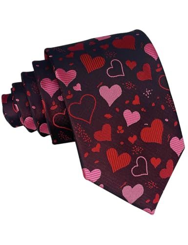 Kebocis Mens Heart Tie Novelty Ties for Men Holiday Party Necktie Black #2