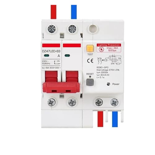 Disyuntor SPD 2P 220V de 50A con protector de fugas contra rayos