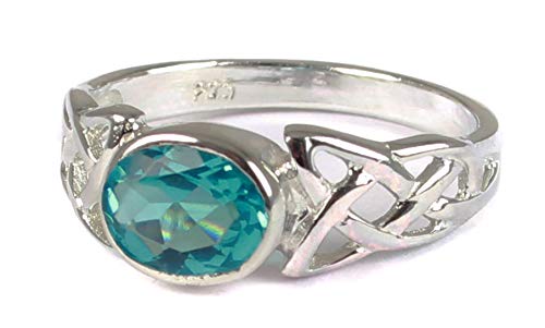 Anillo de aguamarina plata celta diseño trinity nudo hombros ergonomicos