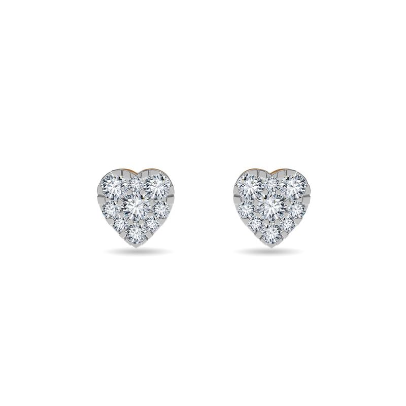 Image of KISNA JEWELS 14K BIS Hallmark Pure Rose Gold & SI Real Diamond Hearts Earrings For Women with Screw Back clouser