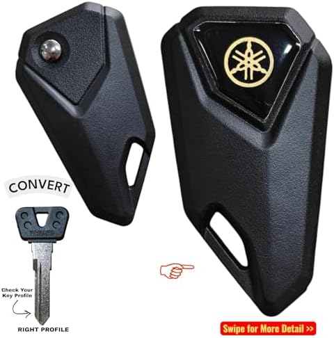 Flip Key for Yamaha Bikes โ Black (Uncut Replacement Key Shell Compatible with R15, FZ, MT15, Libero, Fazer)