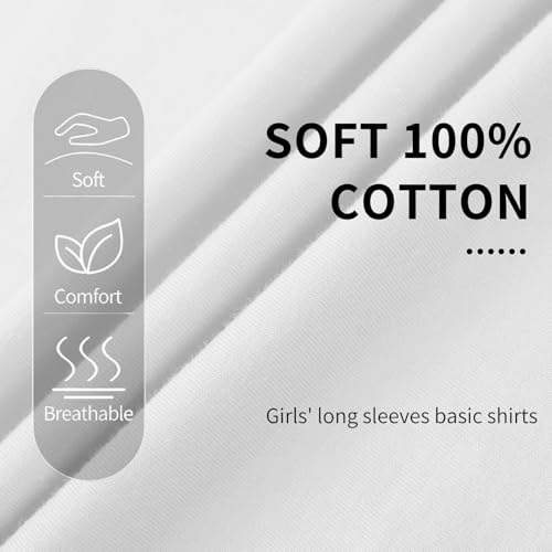 5-Pack Girls' Long Sleeve Shirts Kids Basic Long Sleeve Tees Toddlers' Crew Neck Soft Fall Tops2