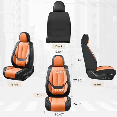 Image of Coverado Seat Covers, Car Seat Covers Front Seats, Leather Seat Covers for Cars, Car Seat Protector Waterproof, Black Car Seat Cushion, Front Carseat Cover Universal Fit for Most Cars Orange