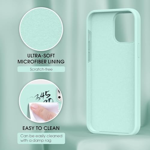 Image of DIZORO Silicone Back Case for iPhone 13 Pro Max, Soft-Touch Phone Microfiber Silicone Back Cover for iPhone 13 Pro Max- Mint