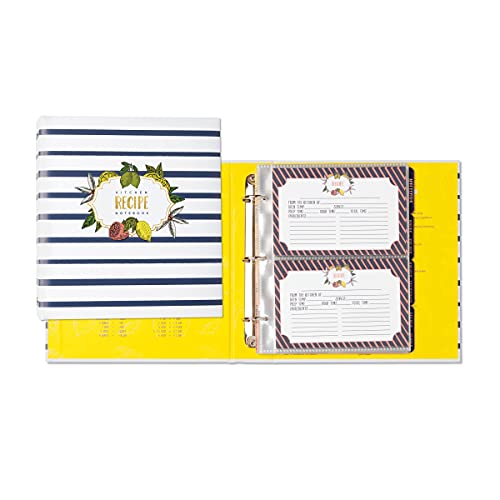 C.r. Gibson Lemon Drop Striped Recipe Binder, 9'' X 9.5'', 20 Pgs. #TOP2
