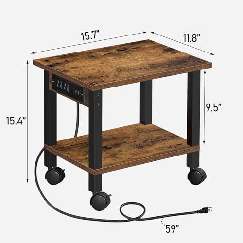 image for TUTOTAK 2 Tier Printer Stand, Rolling Printer Cart with Power Outlets 