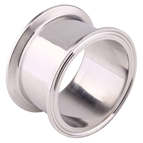 Dernord Sanitary Spool Tube With Clamp Ends,Stainless Steel 304 Seamless Round Tubing With 3 Inch Tri Clamp Ferrule Flange (Tube Length: 2 Inch / 51Mm) #TOP1