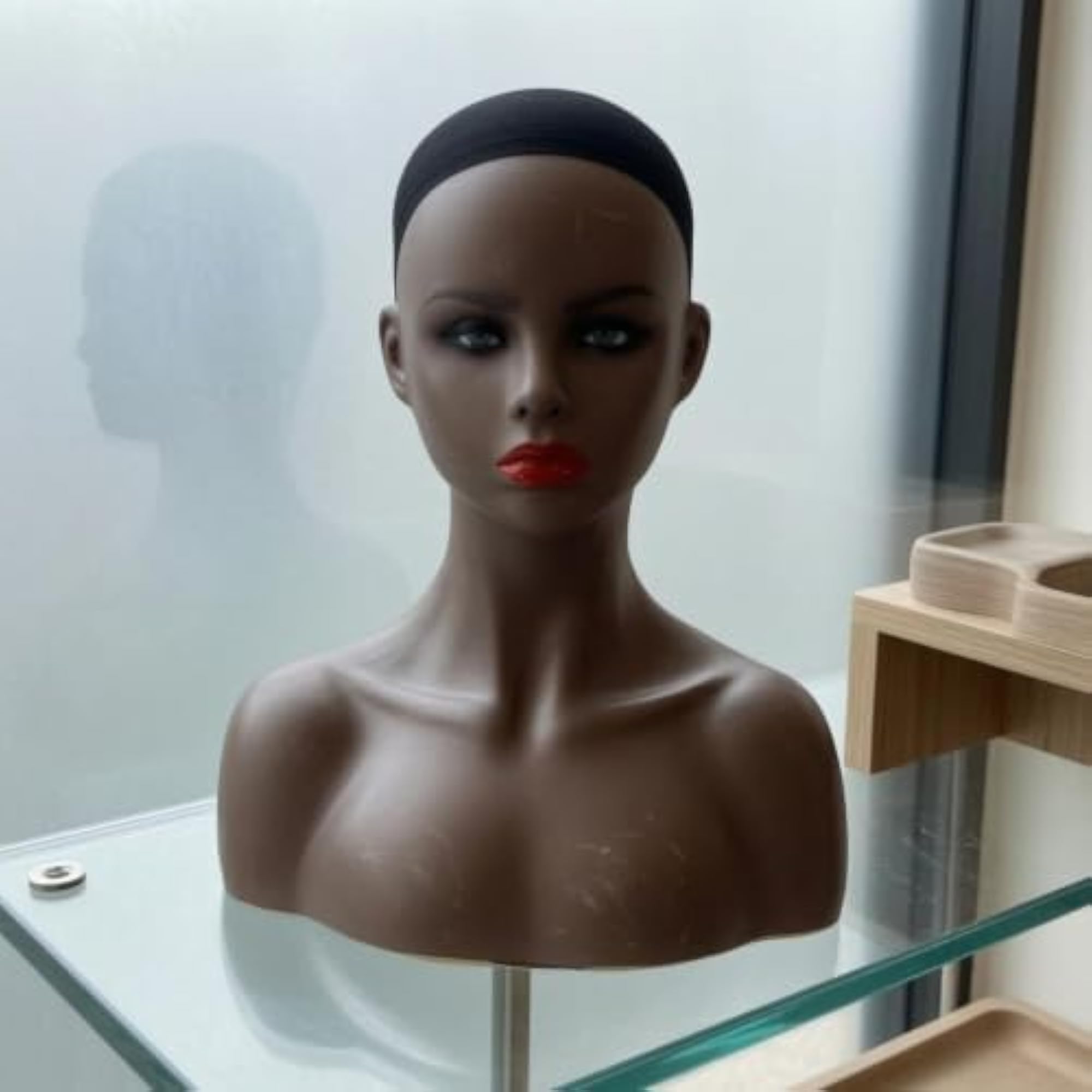 PVC Manikin Head with Shoulders, Brown Skin-Tone