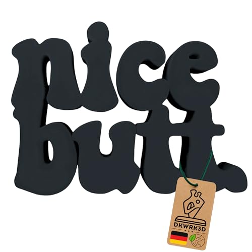 Nice Butt Cartel con texto en alemán "Toilet" – WC – Decoración divertida – Baño – Mensaje para baño de invitados – Decoración para el baño de invitados – Decoración 3D Home Placa decorativa de