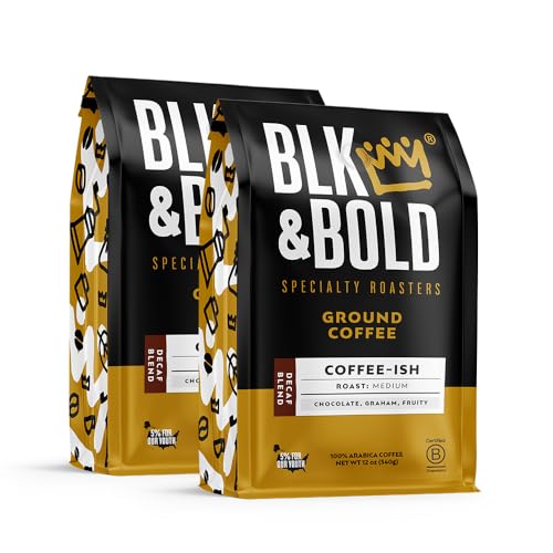 BLK & Bold Coffee-ish DECAF Ground Coffee, Premium Medium Roast,