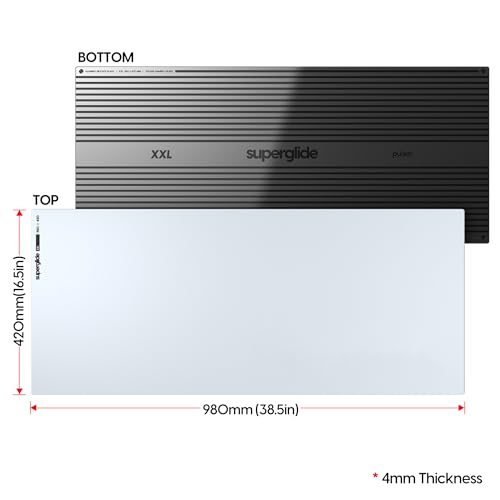 Image of Pulsar - Superglide Premium Glass Mouse Pad XXL ALUMINO-Silicate Glass Surface Anti-Slip Fully Molded high-Density Silicone Rubber 38.5in x 16.5in (XXL, White)