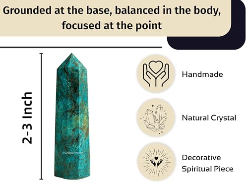 Image of Crystal Heaven Certified Chrysocolla Tower Obelisk Point For Chakra, Healing And Balancing - Aaa Grade Original Certified Gemstone Agate For Reiki Meditation Yoga Spiritual (2-3 Inches)