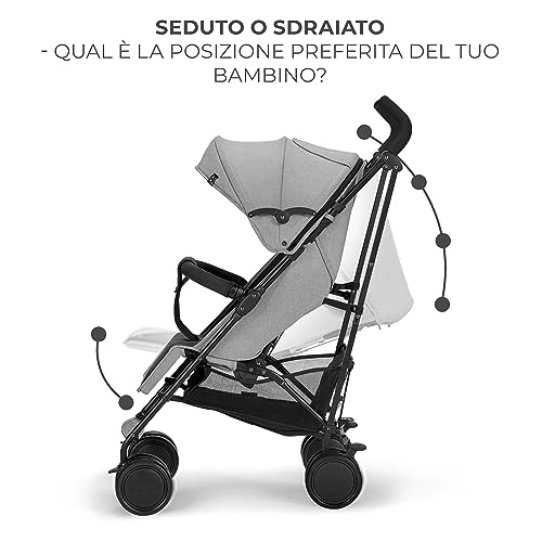 Kk Kinderkraft Passeggino Leggero Siesta, Pieghevole Veloce Compatto, Schienale Reclinabile, Barra Di Sicurezza, Posizione Nanna, Accessori, Fino A 22 Kg, Grigio - 6
