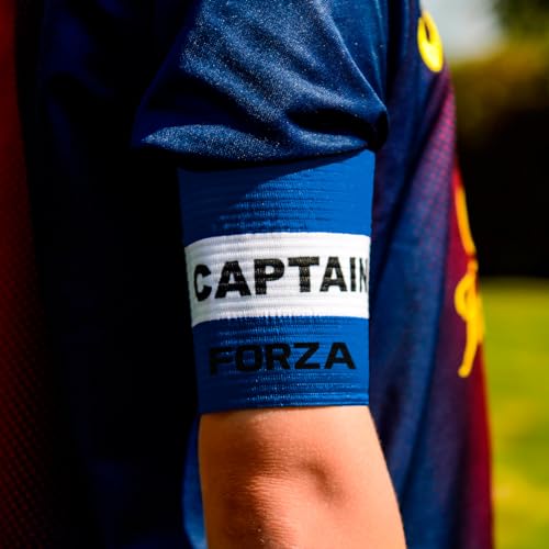 Image of FORZA Captains Armbands – Adult & Junior Elastic Sport Arm Band for Football, Rugby & More [7 Colour Options] (Blue, Junior)