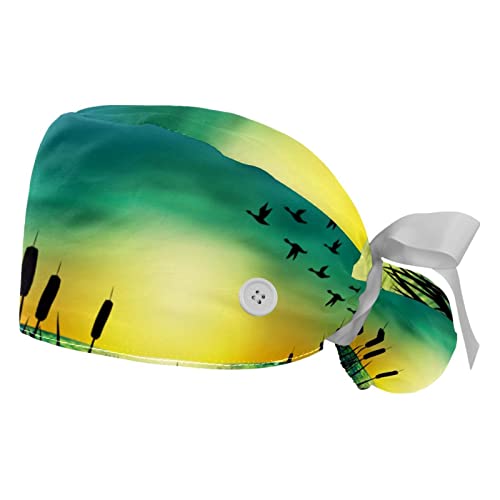 Chapeaux de Travail JDEZ avec Bandeau Anti-Transpiration | Lot de 2 Casquettes Ajustables Fond Vert