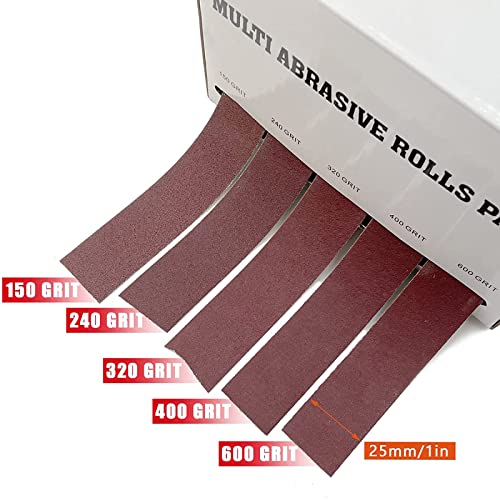 LYFJXX Emery Cloth Roll, 5 Grits Abrasive Sand Paper Set, 150 240 320 400 600 Grit Sandpaper Rolls for Wood Metal Polishing with Dispenser, Each Roll (6M) - Image 2