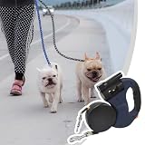 Doppelte Einziehbare Hundeleine für 2 Hunde - 3M Flexible Doppelleine Mit LED Licht - Ausziehbare Leine für Kleine und Mittelgroße Hunde