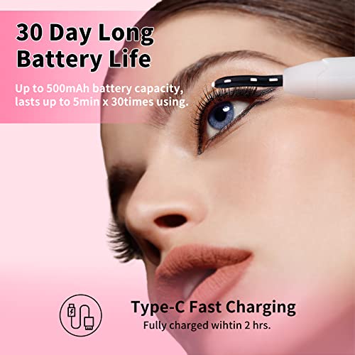 Rsnmocha Heated Lash Curler Electric Eyelash Curlers, Rechargeable Heat Lashes Curler Wand With 3 Heating Modes, Handheld Heater Eyelash Curling Long Lasting Eye Lash Warmer Curlers For Women (White) #TOP5