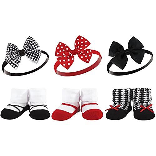 Bandeau bébé qui ne glisse pas et chaussettes assorties Hudson Baby rouge pied-de-poule