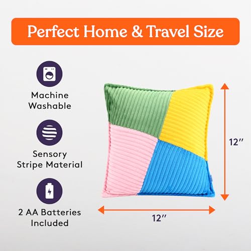 Image of Special Supplies Vibrating Pillow Sensory Pressure Activated for Kids and Adults, 12 inch Plush Minky Soft Cover, Textured Therapy Stimulation Bumps (Ribbed Multiple Colors)