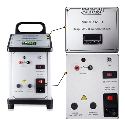 Image of Dry Block High Temperature Calibrators (Range: 20C to 650C) with Thermocouples (T, J, K, N, R, S) Temperature for Calibration Labs, Thermal Plants | Thermocouple Simulator | Model: AI-DBC-02