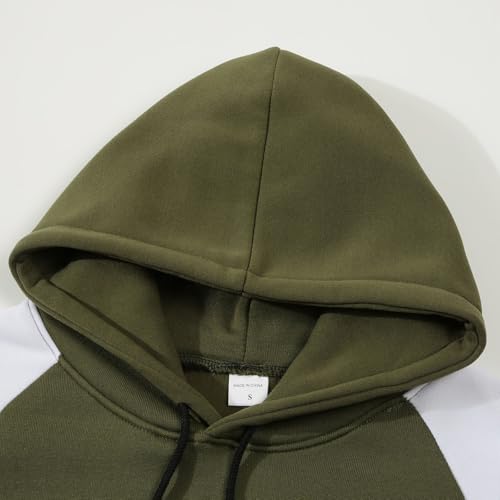 Mens Hoodies Pullover Color Block Fleece Long Sleeve Casual Sweatshirt Tops with Pocket Fall Fashion Hooded Hoodies4