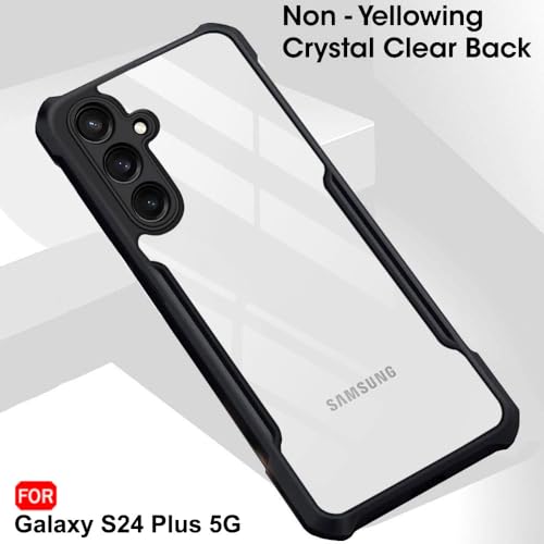 Image of TheGiftKart Shockproof Crystal Clear Back Cover Case for Samsung Galaxy S24 Plus 5G | 360 Degree Protection | Protective Design | Transparent Back Case Cover (PC & TPU, Black Bumper)