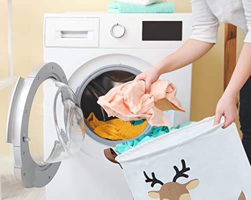 Image of Kids Laundry Basket,Deer Laundry Hamper Collapsible Baby Storage Baskets for Boy Room Decor,Nursery Hamper,Toy Organizer,(Deer)