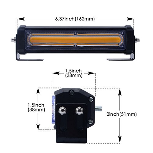 Wowtou Led Amber Emergency Strobe Lights For Trucks Tractors Snow Plows Escort Vehicles Pilot Cars Utv, Waterproof 2 In 1 Surface Mount Grille Hazard Warning Safety Flashing Lightbar #TOP4