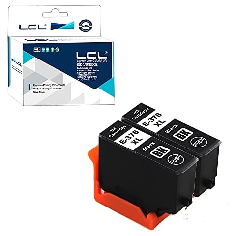 LCL Professional Version Compatible Ink Cartridge 378XL C13T37914010 (2 BLACK) Replacement for Epson Expression Photo XP-8500 XP-8505 HD XP-15000 Cover