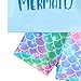HILEELANG Little Girls' Rash Guard Sets Long Sleeve Shirts and Swim Shorts 2 Piece Blue Mermaid Swim Set Size 7