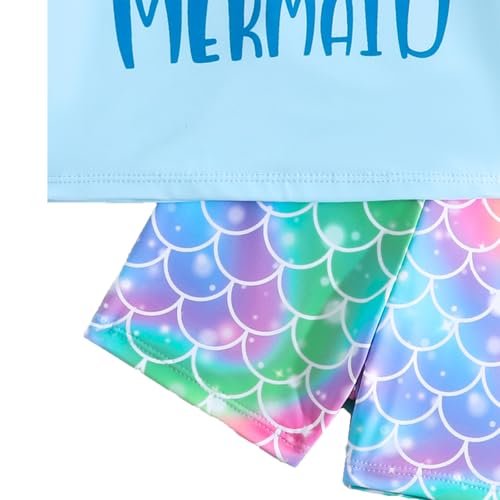 Image of HILEELANG Toddler & Little Girls' Long Sleeve Rash Guard Swimwear Set - UV Protection, 2-Piece Design, Fun Prints, 2-9 Years