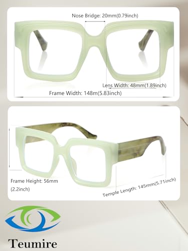 Image of Oversized Square Blue Light Glasses Women Men Thick Big Frame Computer Eyewear Non Prescription Eye Glasses