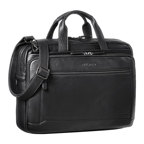 Sac Cartable Bandoulière Cuir STILORD 'Antoine' pour Ordinateur 15.6 Pouces Noir