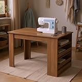 FurnitureR Nähtisch mit Regal, multifunktionaler Arbeitstisch für Handarbeit, 110x70x75 cm, Holzoptik, stabil und praktisch
