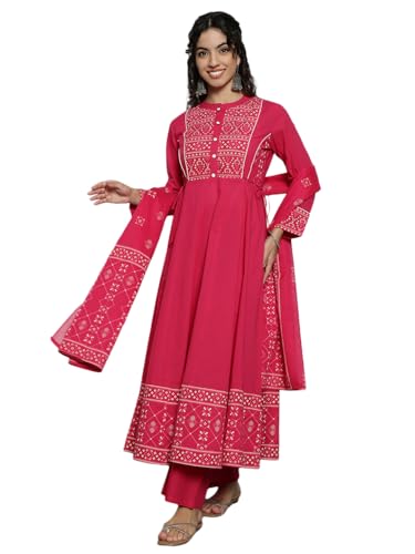 Image of Vbuyz Women'S Cotton Floral Print Straight Stitched Kurta Pant With Dupatta