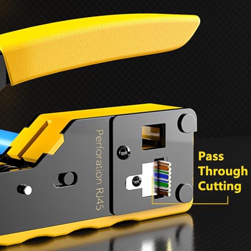 Image of COMTECH Cat7 Passthrough Crimping tool Kit RJ45 All in One Crimper 50pc Cat6 Connectors & 50pc Boots set for Cat5 Cat6 Cat7 Includes Ethernet Network Cable Tester with wire Stripper cutter