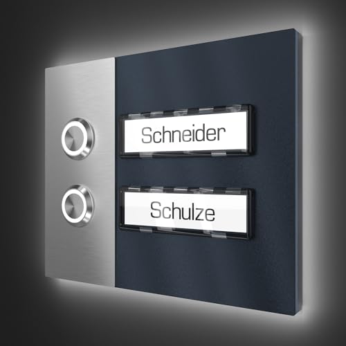 Sonnette multi-famille avec bouton LED personnalisable et 2 badges interchangeables en inox