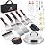 VIKEYHOME Griddle Accessories Kit, 28 Pcs Griddle Grill Tools Set, Professional Grill BBQ Spatula Set with Basting Cover, Spatula, Scraper, Bottle, Tongs, Egg Ring