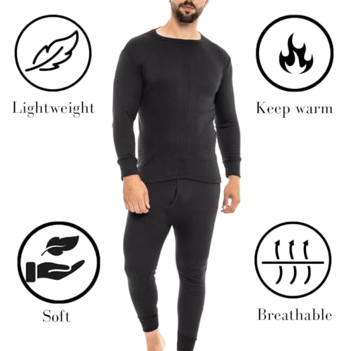 Heat Stoke Men's Thermal Long Sleeves T-Shirt Long Johns Trouser Warm Base Layer Black Charcoal S,M,L,XL,XXL - Image 3