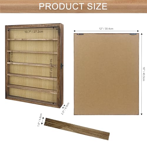 Image of FramePro Shadow Box Frame Display Case 12x16 with Removable Shelves, Deep Memory Box Trinket Knick Knack Shelf Cabinet for Collector, Keepsake Coins Military Medals Wedding Flowers Real Wood