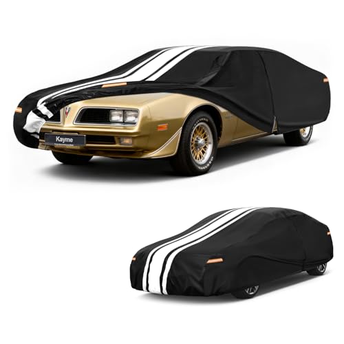 Image of Kayme Pontiac Firebird Car Cover Waterproof All Weather for Automobiles | Custom Fit for Firebird /Trans Am (1967-2002), Gift with Tape /Towel, Outdoor Full Exterior Cover Rain Snow Sun UV Protection.