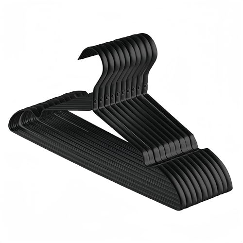 Perchas de aleación de aluminio, paquete de 10 perchas antideslizantes para ropa, trajes, perchas gruesas que no dejan marcas, perchas resistentes para ropa, tienda, armario del hogar (negro)
