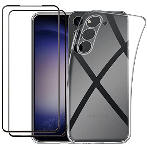 Compatible Samsung Galaxy S23 5G Coque Résistante Transparente et 2 Films protections écran verre trempé [Novago] - vue 2
